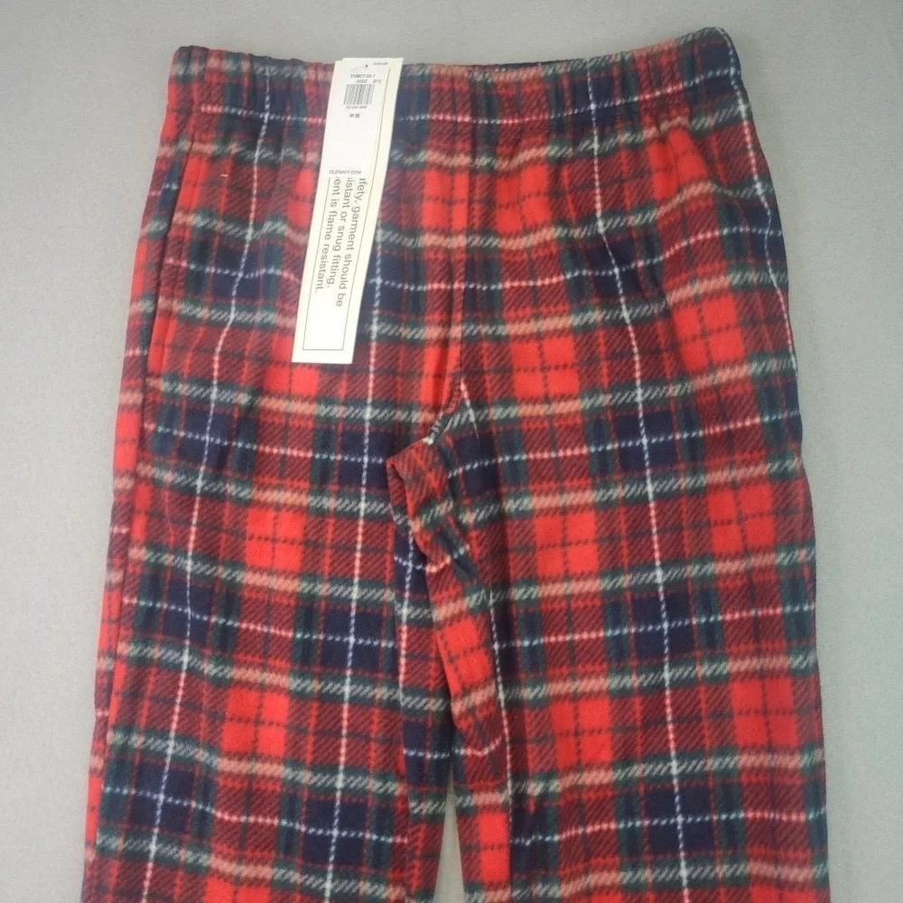 Old Navy Unisex Youth Size 8 Red Green Plaid Flannel Pocketed Pajama Pants NWT‎